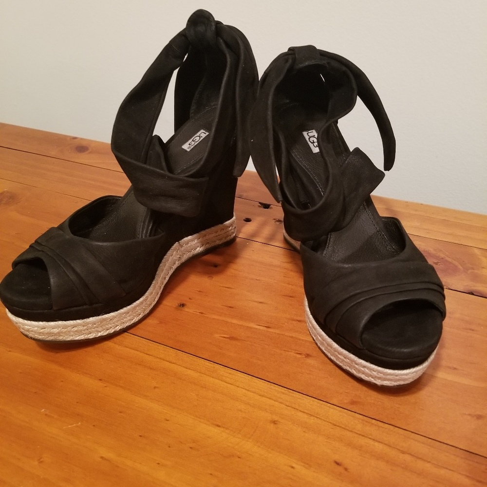 Black Ugg Wedge Sandals